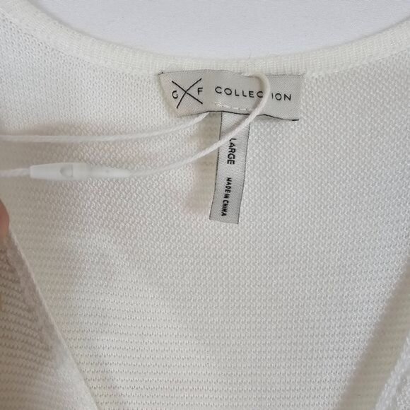 GF Collection White Sleeveless Beach Coverup Sz L V-Neck Lace Up Sides Poolside - Picture 7 of 9